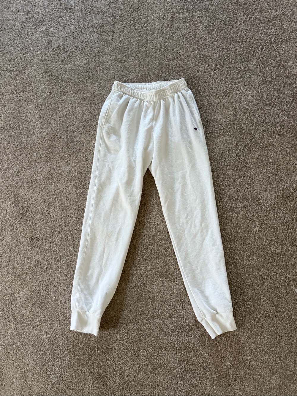Champion White Men's Joggers with Small Logo